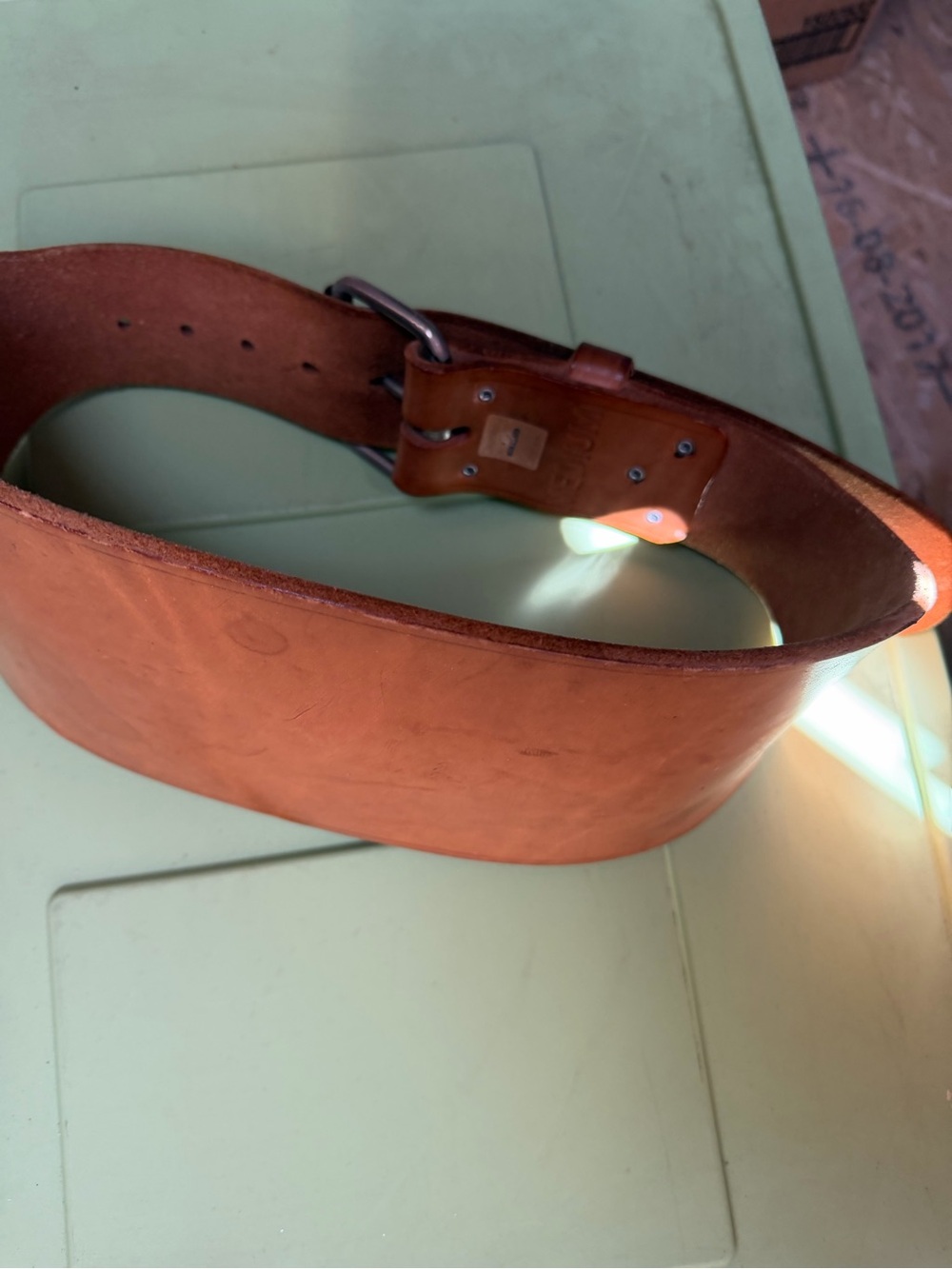 Leather Weightlifting Belt in tan